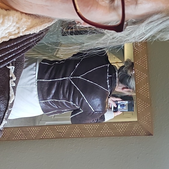 STUNNING RYU brown shearling crop bomber jacket - Picture 2 of 11